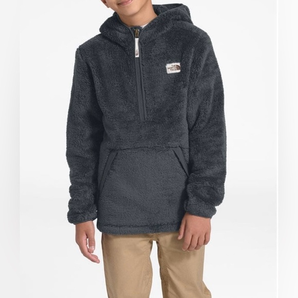 The North Face Boy’s Campshire Fleece Hooded Pullover - Dark Grey - Size Large